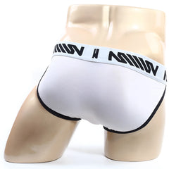 White men’s briefs metro male wear perfect scene bikini with black trim and branded waistband in white color