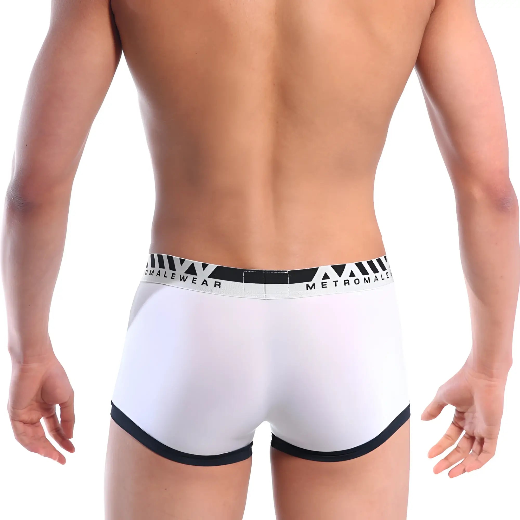 White metroMaleWear briefs with black trim and branded waistband perfect for comfortable everyday wear