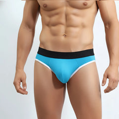 Bright blue MetroMaleWear Perfect Scene jock strap with black waistband and white trim in turquoise 1001-08 design