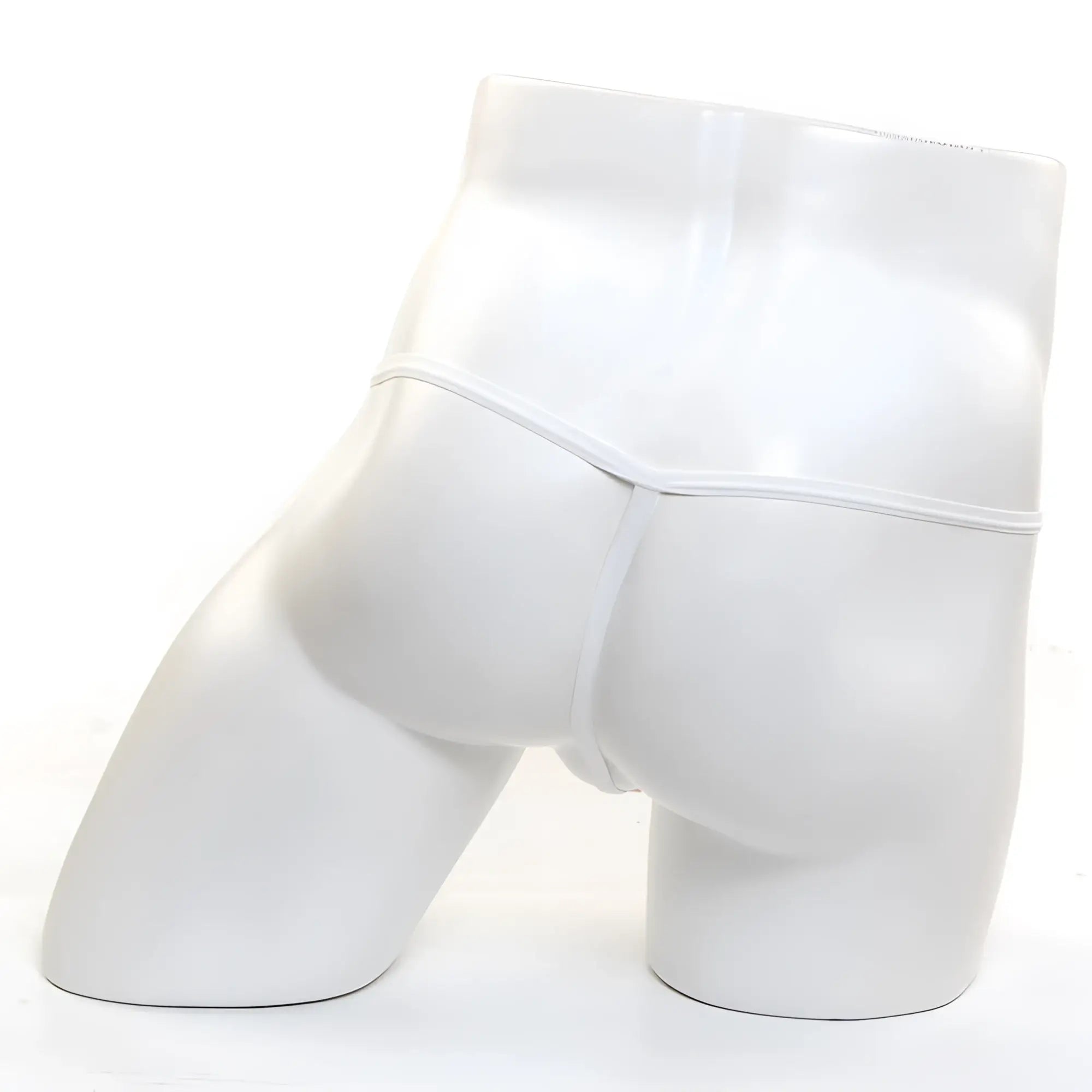 White glossy latex briefs with high-waisted seamless design from MetroMaleWear perfect scene string lace nude 2014-71