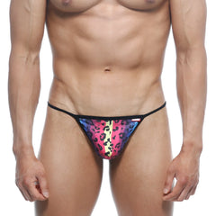 Vibrant rainbow leopard-print thong with black trim by metromalewear perfect scene string neon 2014 05
