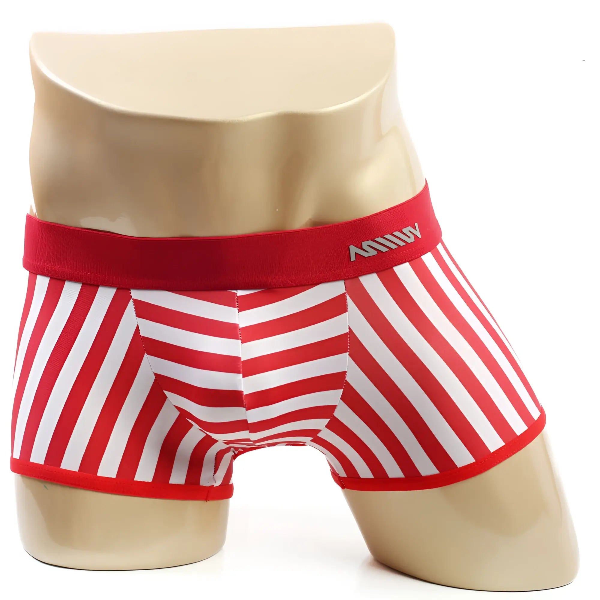 MetroMalewear pierrot boxer jock red 2306-41 mens red and white striped boxer briefs with solid red anhui waistband