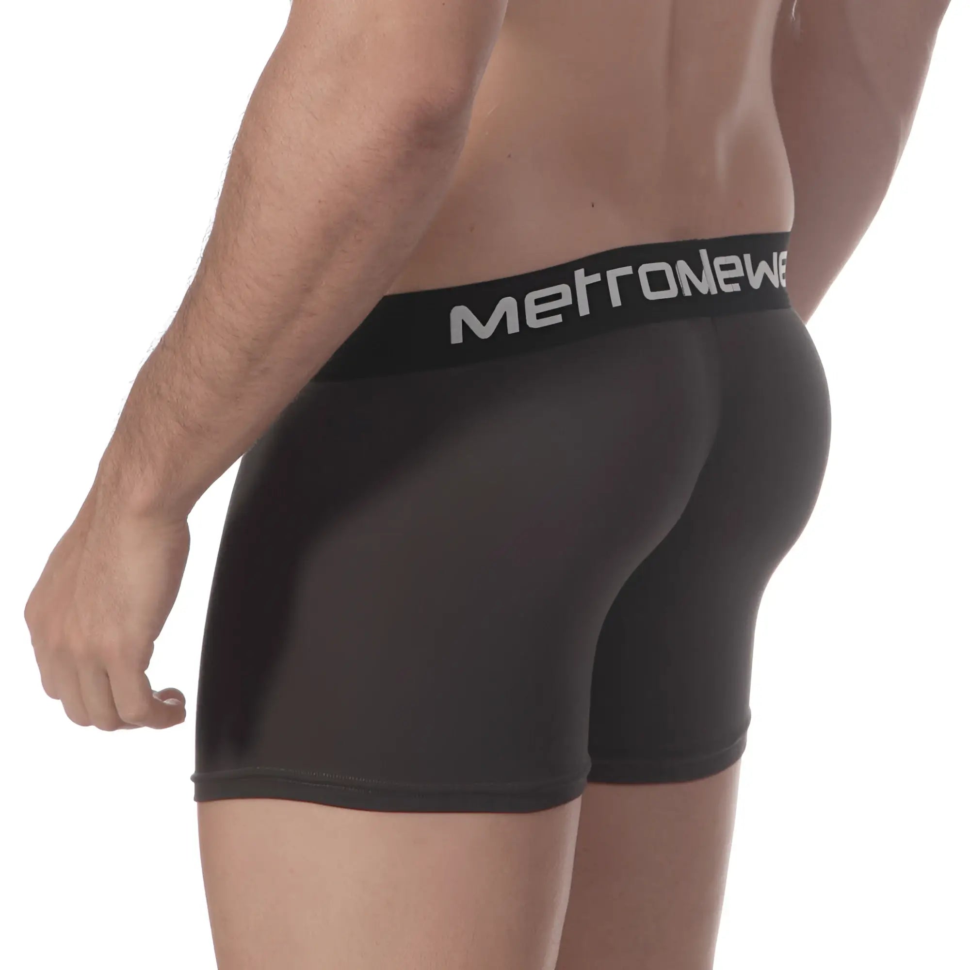 Black metronewe mens boxer briefs with snug fit elastic waistband made from pima cotton charcoal 3027-11
