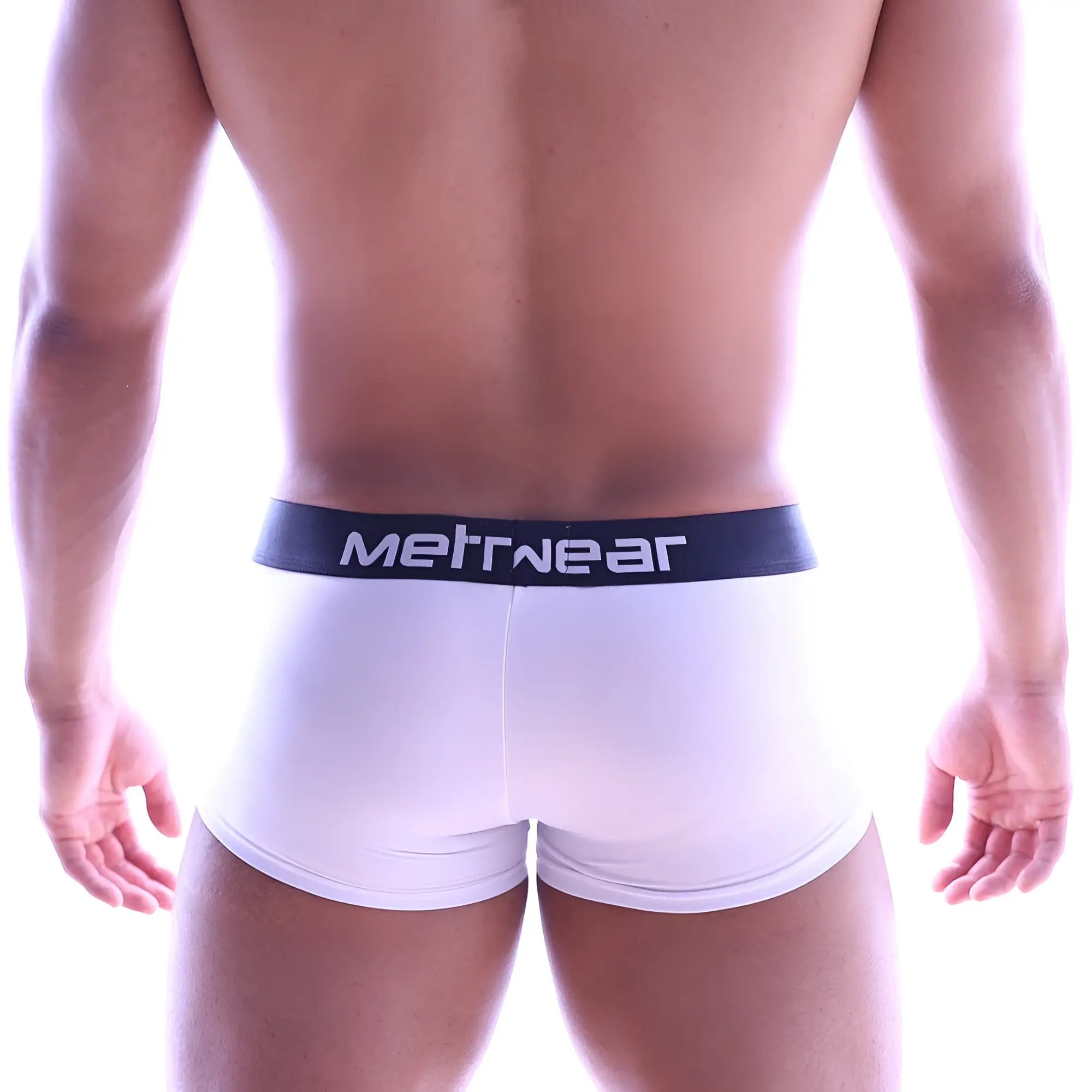 White men’s briefs with a black metwear logo waistband metro male wear pinup girl trunk pole dancer 2026-61