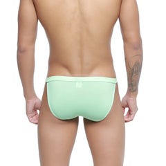 MetroMaleWear plano bikini briefs in mint green with smooth form-fitting fabric and subtle elastic waistband