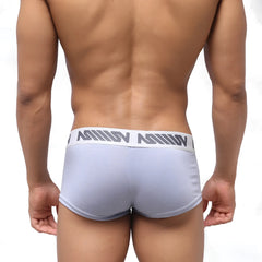 MetroMaleWear pocket short boxer lavender 3113-07 light gray briefs with white waistband and dark gray logo pattern