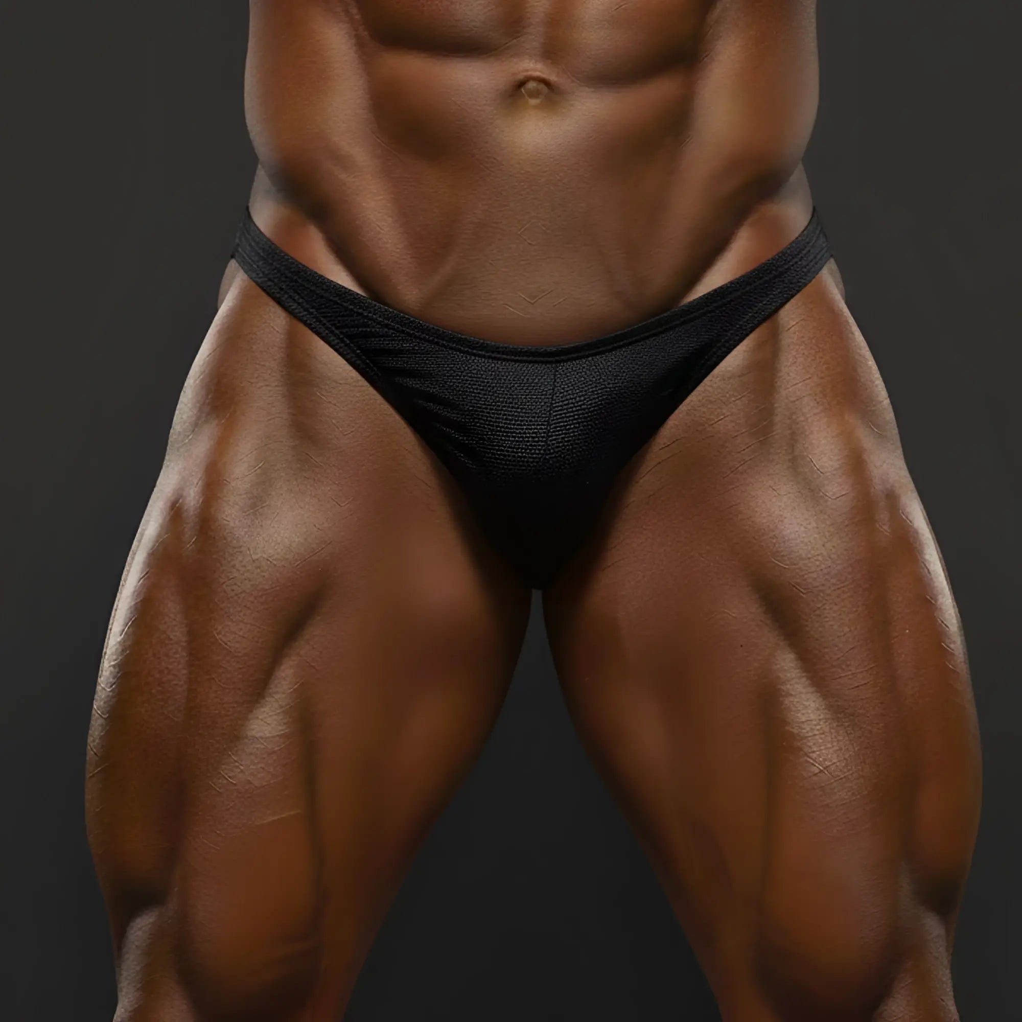 Black textured briefs with embossed design by MetroMaleWear Embo posing suit for male posing wear use