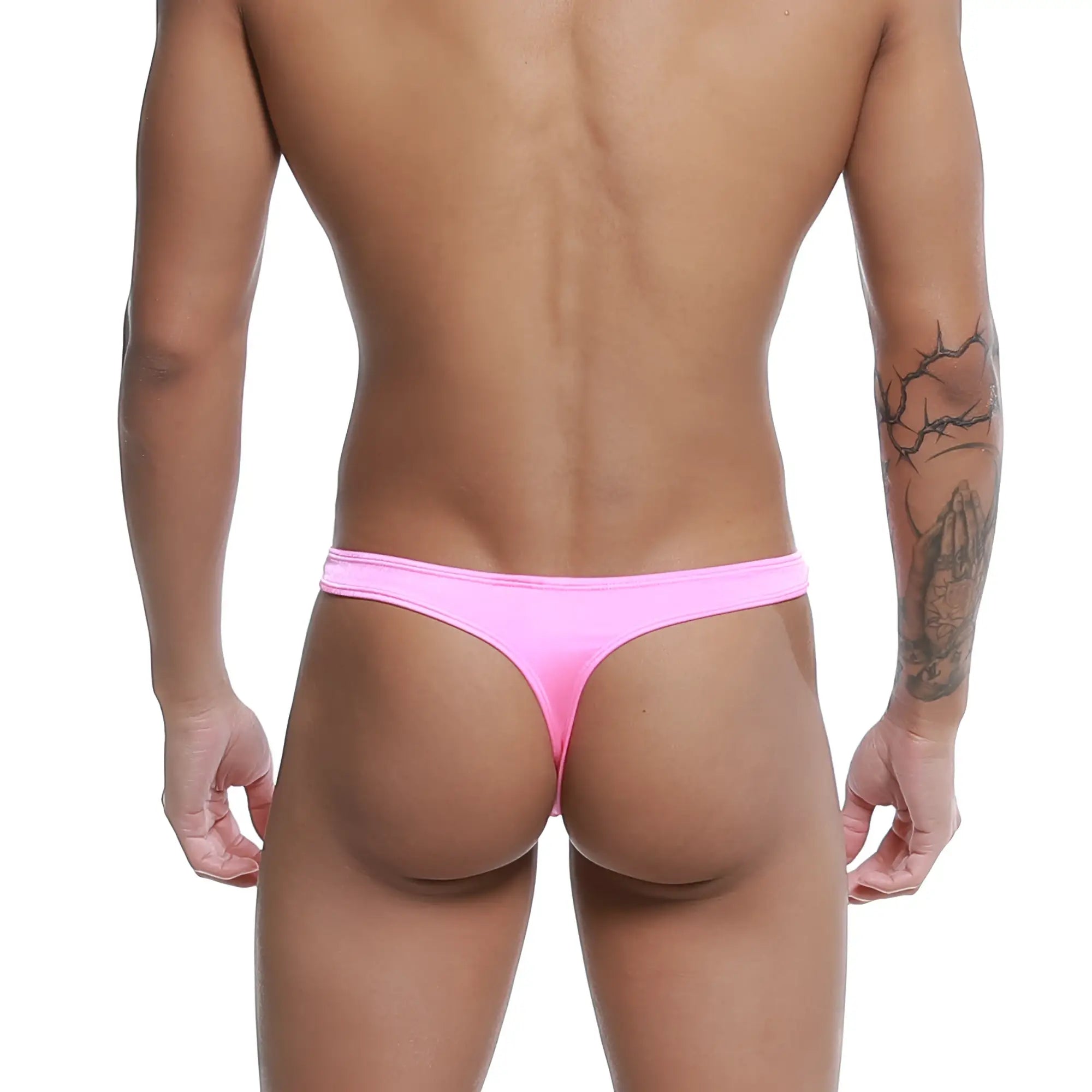 A vibrant pink metro male wear pouch thong made of smooth stretchy fabric for comfortable fitting