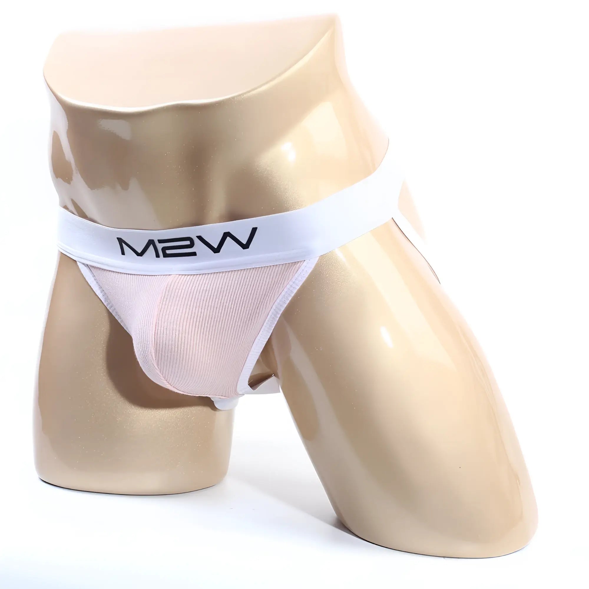 Metro malewear primo pink jockstrap 2901-02 men’s light pink mesh briefs with white waistband by m2w