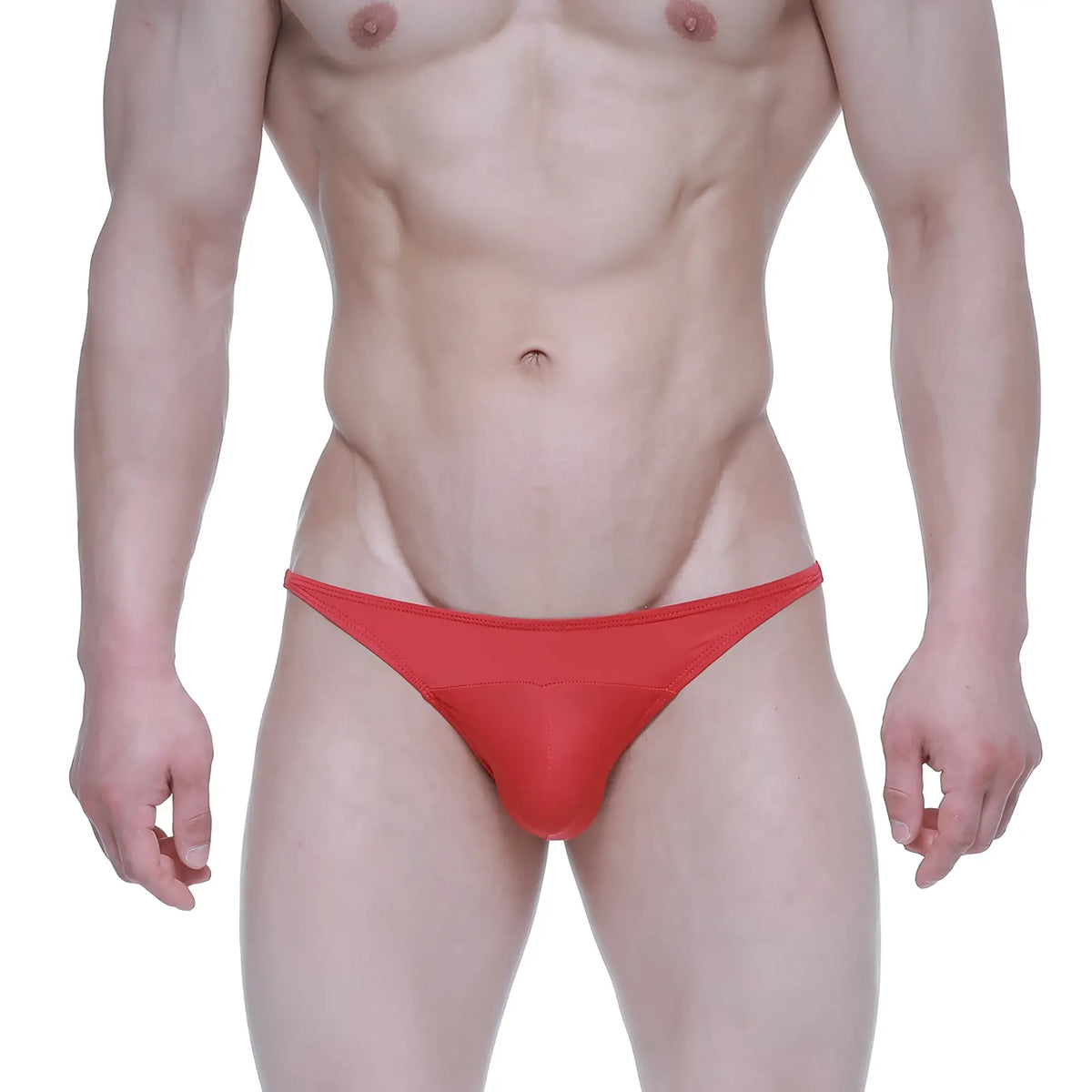 MetroMaleWear Prodigy bikini red 6504-12 red form-fitting thong made of smooth stretchy fabric front view