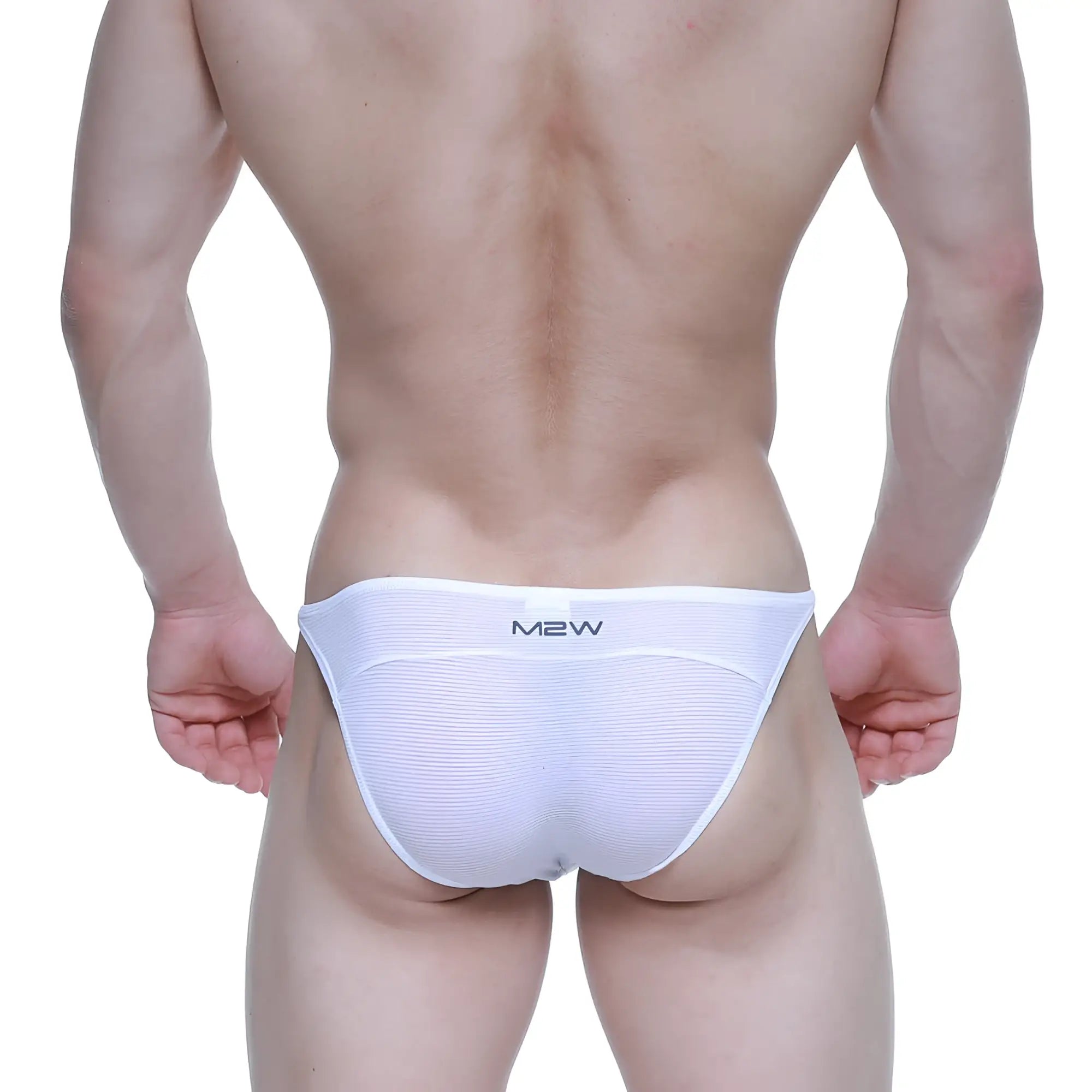 White m2w metroMaleWear prodigy bikini briefs with subtle ribbed texture in white for comfortable daily wear