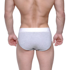 MetroMaleWear gray heathered briefs with white elastic waistband comfortable hip brief 1303-10 front view