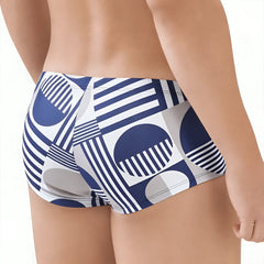 MetroMaleWear proyecto trunk 2125-59 blue and white geometric patterned men’s briefs with bold circular and striped designs