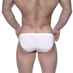 White MetroMaleWear Puente Bikini Crystal 3603-03 briefs with a smooth seamless design and form-fitting fit