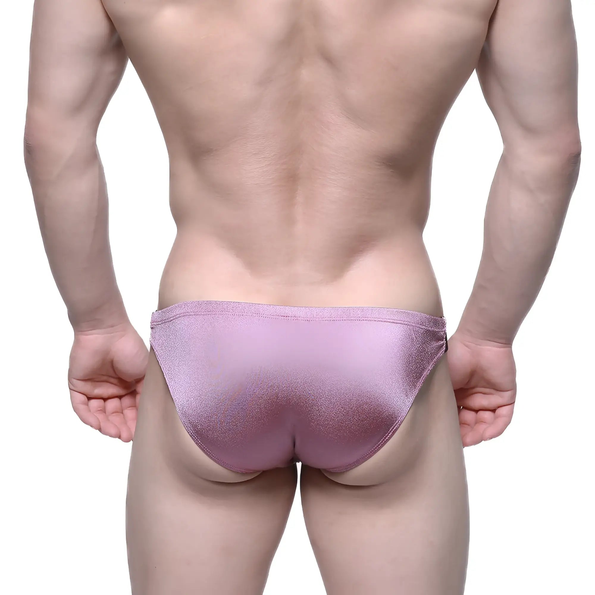MetroMaleWear Puente bikini dusty pink 3603-04 with a shimmering lavender metallic finish and sleek form-fitting design