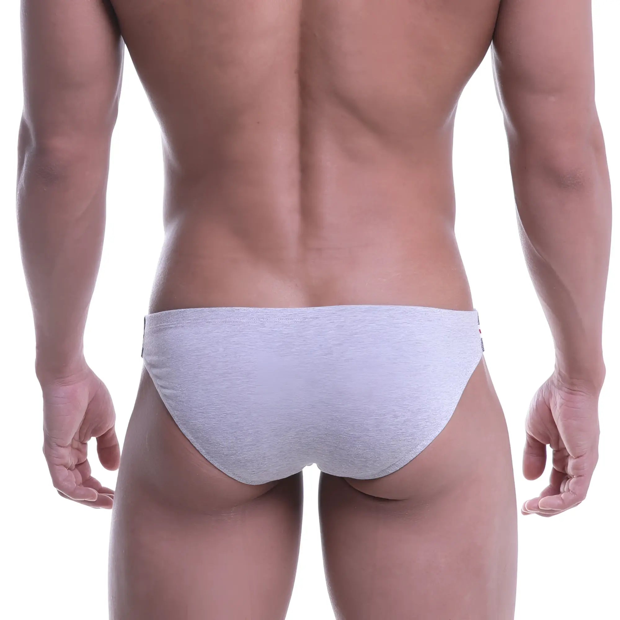 Metro malewear puente bikini grey 3603-10 gray heathered briefs with subtle logo on the side