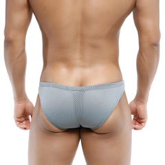 Gray mesh briefs metroMalewear puente bikini jasper gray 3603-11 with snug form-fitting design