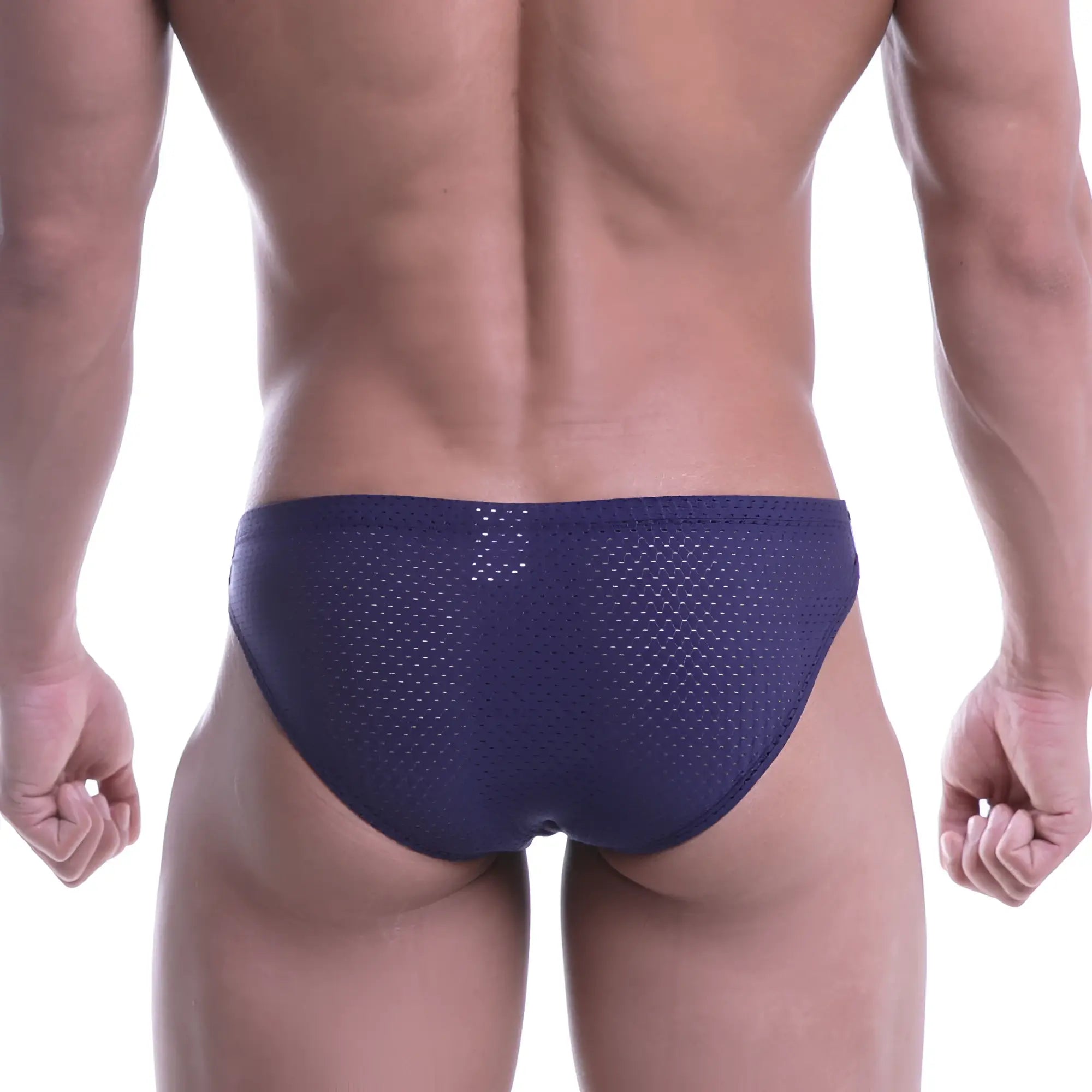 Navymale wear puente bikini navy 3603-28 navy blue mesh briefs with breathable fabric front view