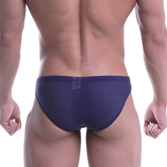 Navymale wear puente bikini navy 3603-28 navy blue mesh briefs with breathable fabric front view