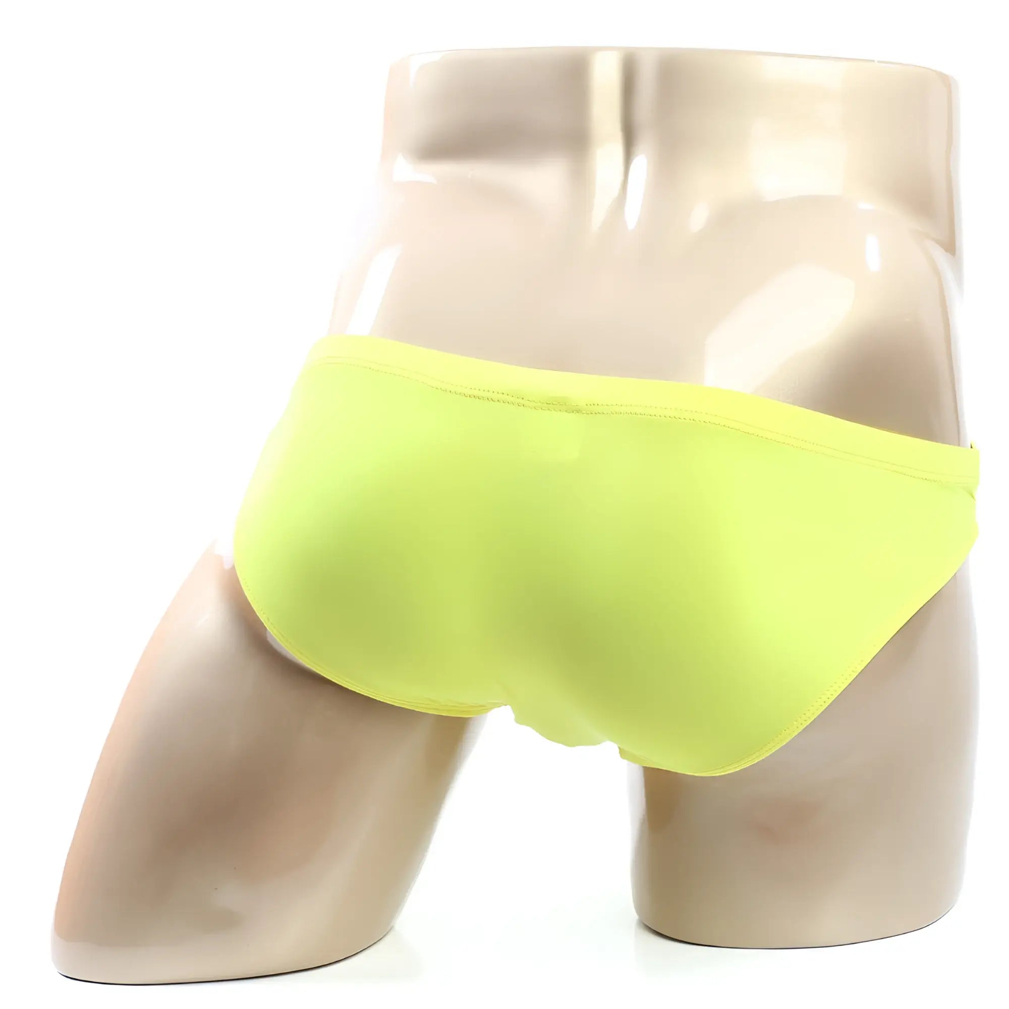 MetroMalewear puente bikini oro 3603-15 bright neon yellow briefs displayed on a mannequin front view