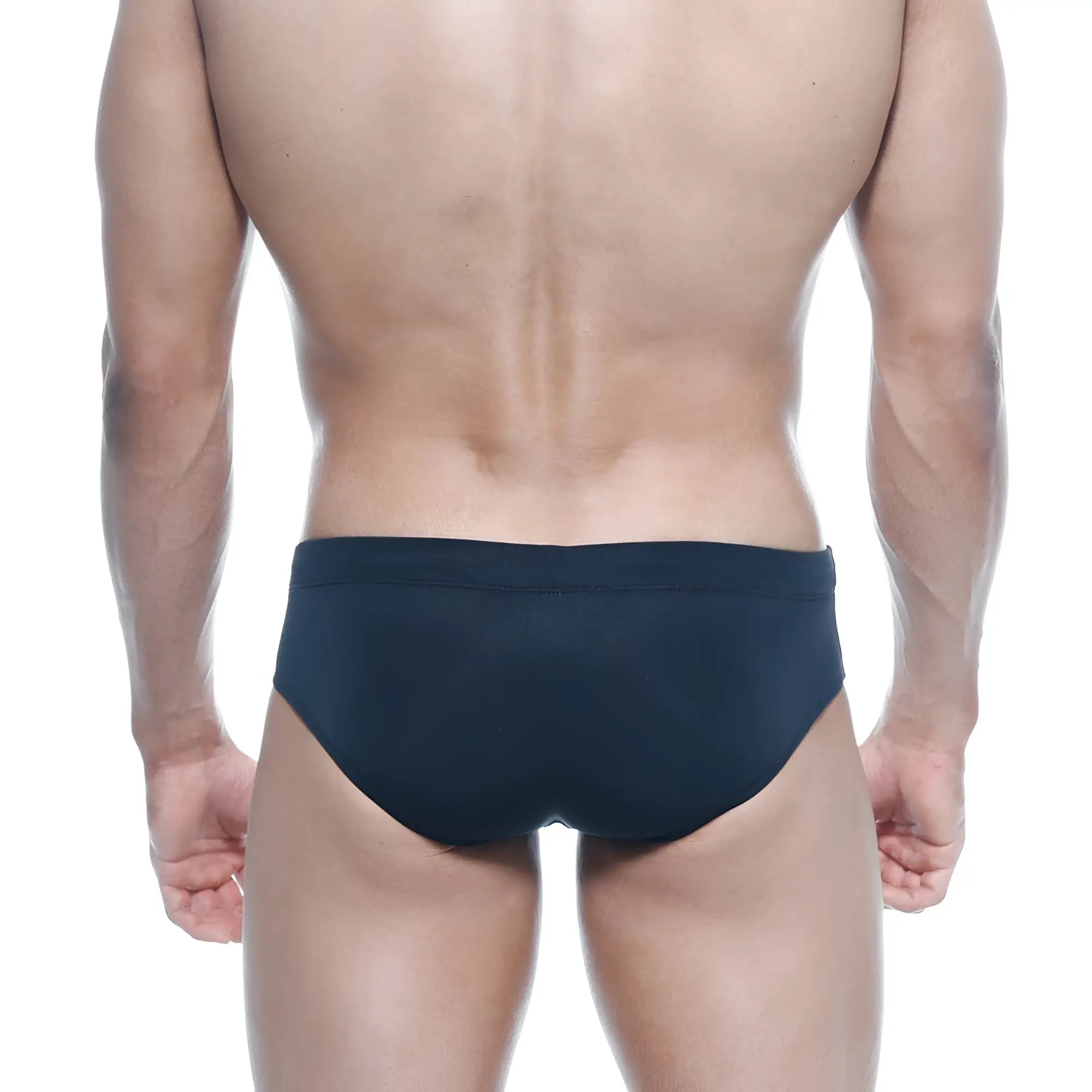 Black metroMalewear rainbow swim brief 4914-05 with smooth form-fitting design ideal for swimming and beachwear