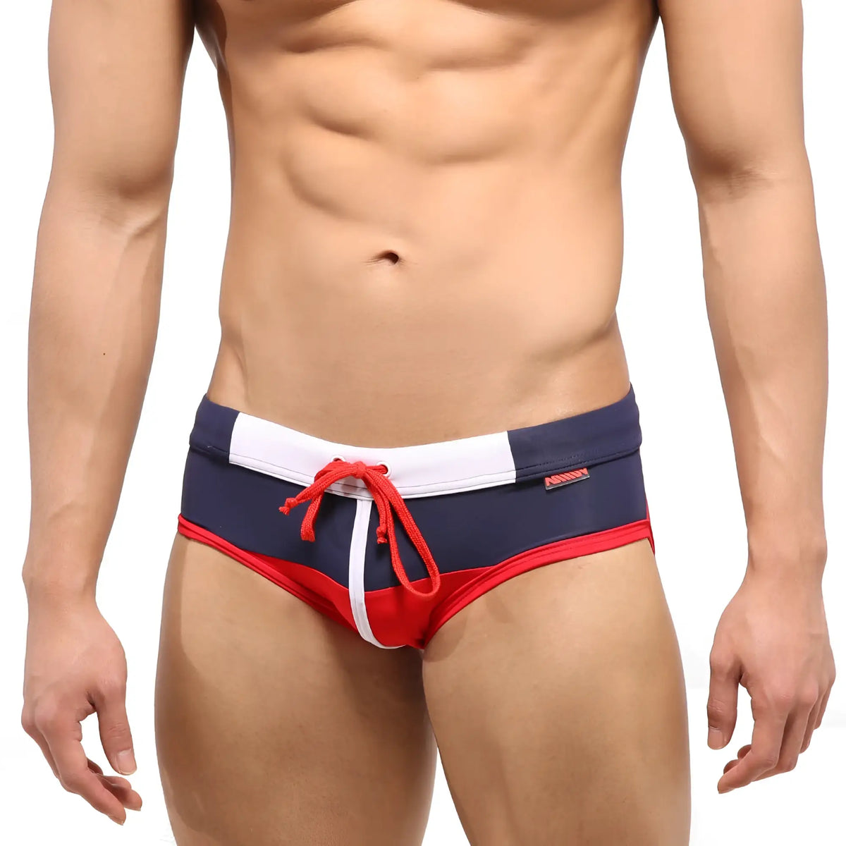 MetroMaleWear Reno swim brief red 4962-12 in navy blue and red with white trim and red drawstring for swimming