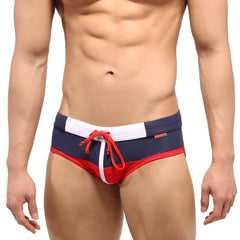 MetroMaleWear Reno swim brief red 4962-12 in navy blue and red with white trim and red drawstring for swimming