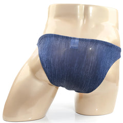 MetroMaleWear Seduction bikini denim briefs in blue with a subtle textured weave for stylish comfort