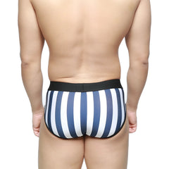 MetroMaleWear Sencillo brief blue and white striped with black elastic waistband comfortable daily wear underwear
