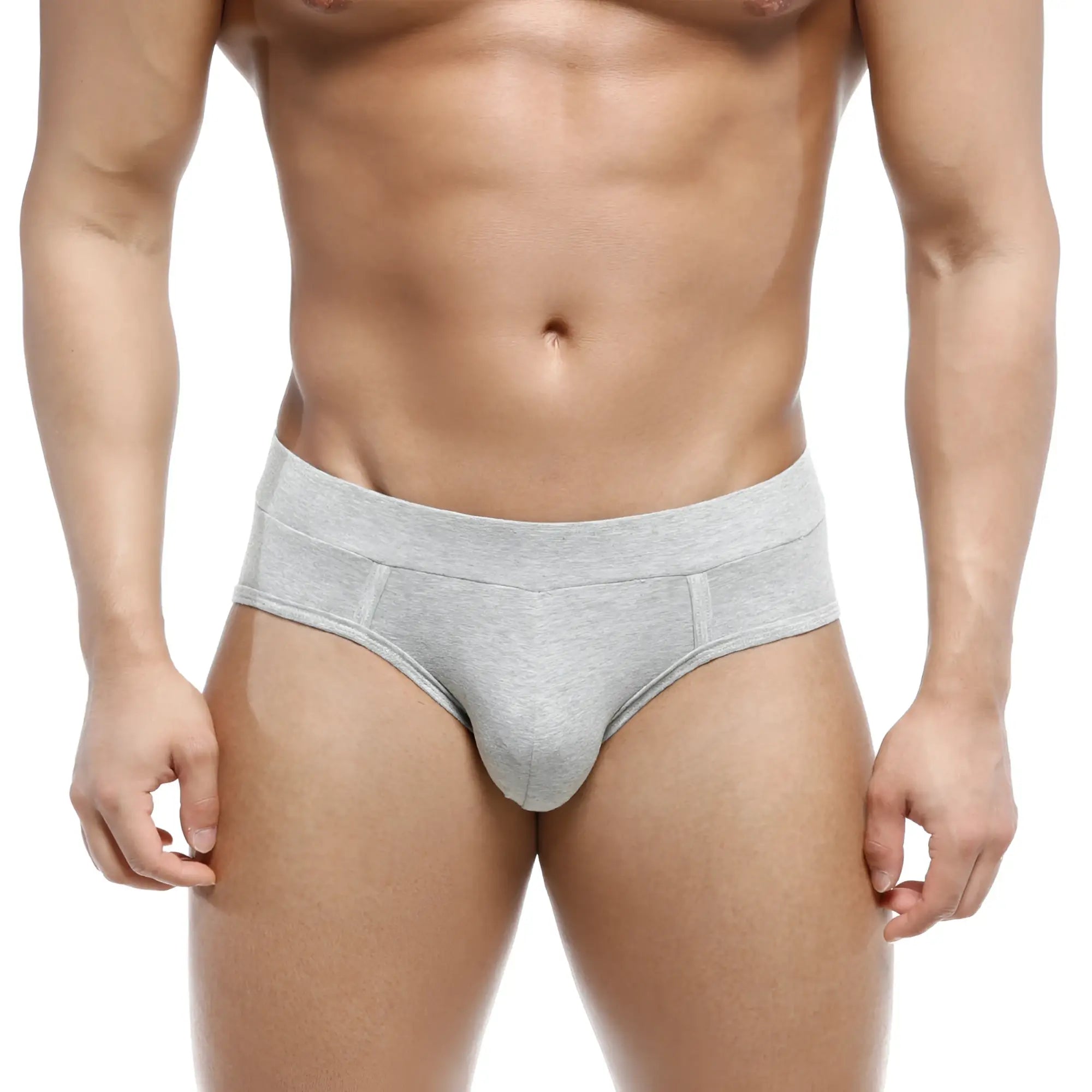 Metro male wear sencillo brief gray 5203-10 heathered cotton briefs with contoured design front view