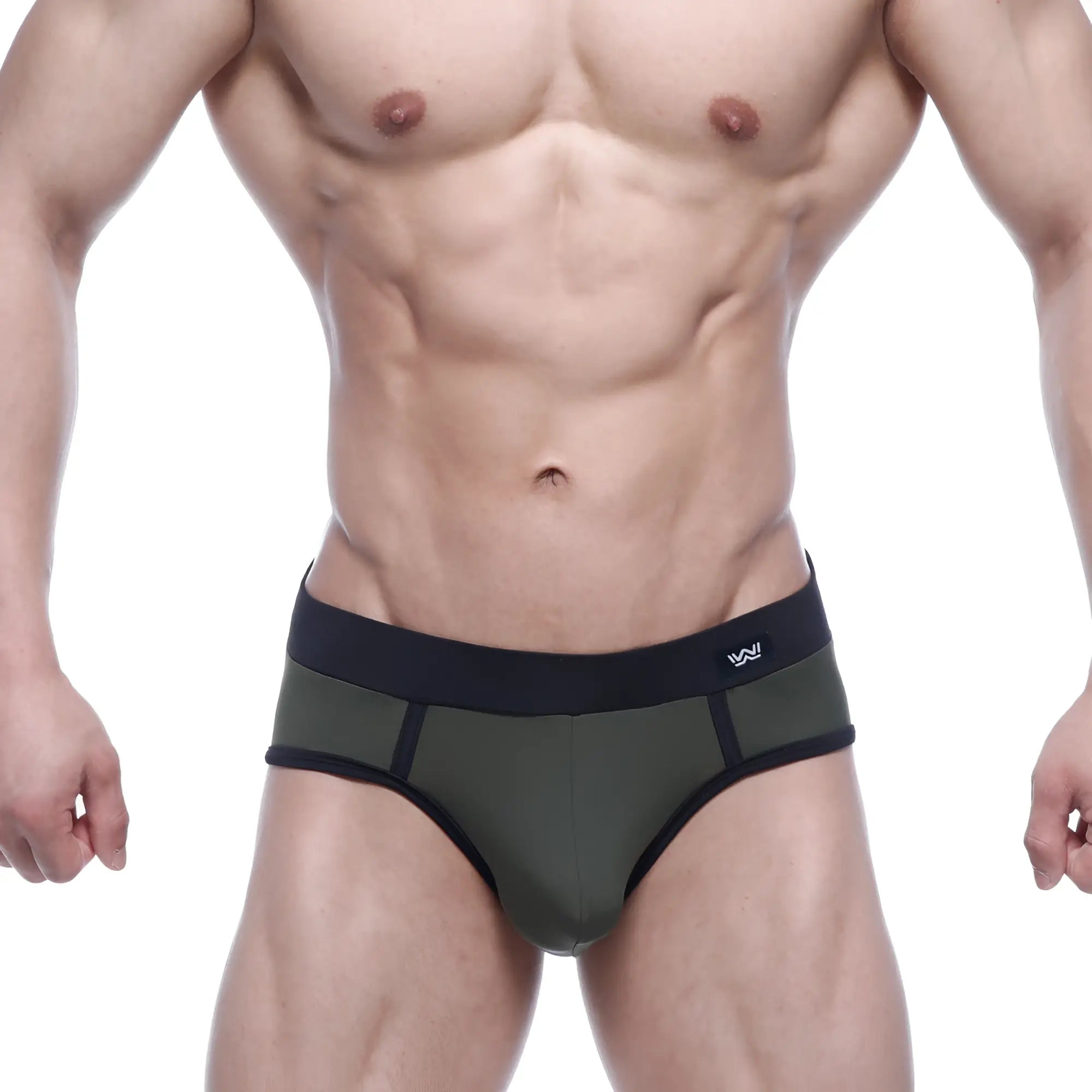 Metro male wear sencillo brief green 5203-26 olive green and black athletic briefs with sleek form-fitting design