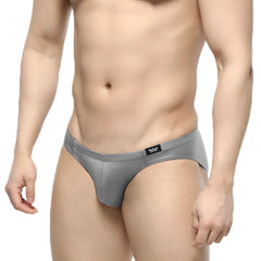 Silver metallic briefs with black logo waistband from metromalewear shine gray bikini 5103-m10 collection