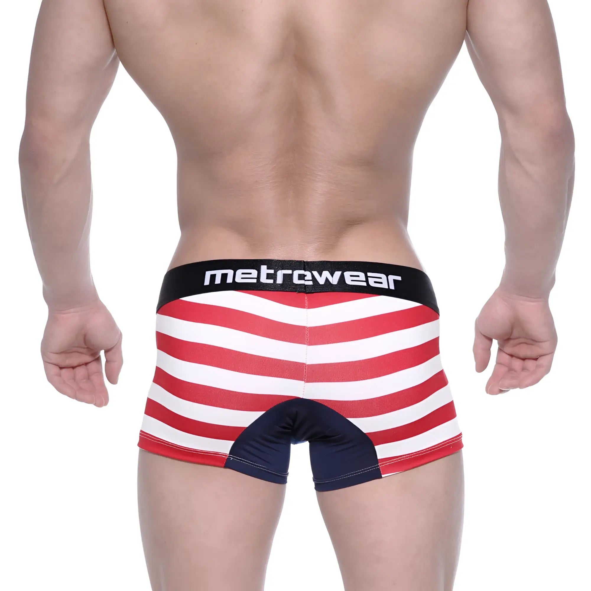 MetroMaleWear short boxer Avengers 7 2022-93 red and white striped briefs with black waistband and navy crotch panel