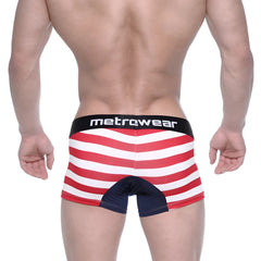 MetroMaleWear short boxer Avengers 7 2022-93 red and white striped briefs with black waistband and navy crotch panel