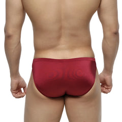 MetroMaleWear silicon swim bikini burgundy red metallic briefs with sleek form-fitting design