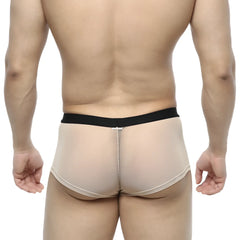 MetroMalewear simple trunk nude 1033-02 beige mesh briefs with black elastic waistband for comfortable daily wear