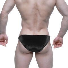 MetroMaleWear Sindbad bikini black velvet briefs with a subtle textured pattern for stylish men’s underwear
