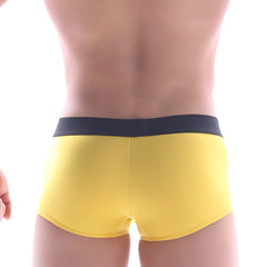 Bright yellow metro male wear snap trunk briefs with dark blue waistband for comfortable daily wear