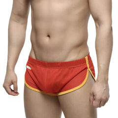 Red mesh athletic briefs with yellow trim from metromalewear soccer split short red 4705-12 collection