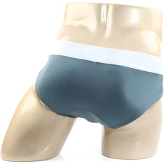 Metro male wear spark brief green 5006-07 dark teal satin briefs with contrasting white waistband in front view