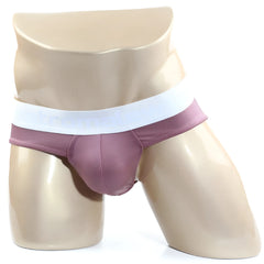 Purple satin briefs with white elastic waistband metro malewear spark brief pink 5006-02 front view