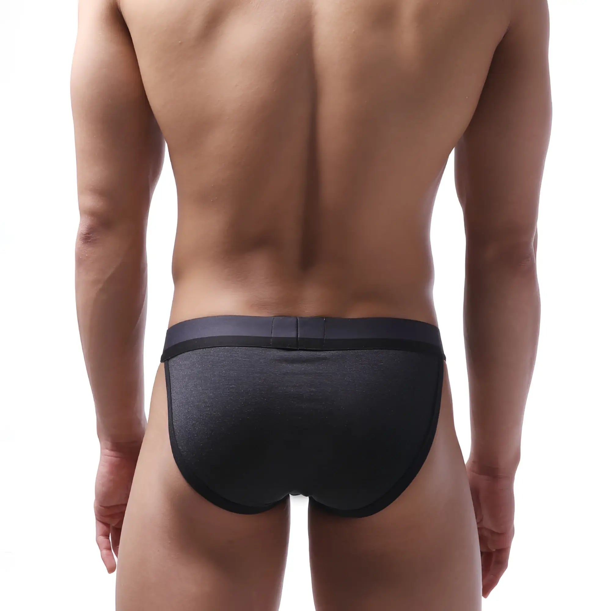 Black textured briefs with smooth elastic waistband metro malewear sport bikini heather 3004-39 front view