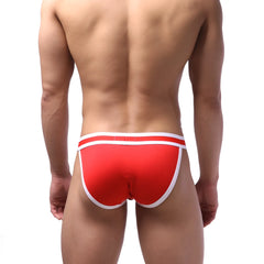 Red athletic briefs with white trim metroMalewear sport bikini 3004-40 designed for activewear use