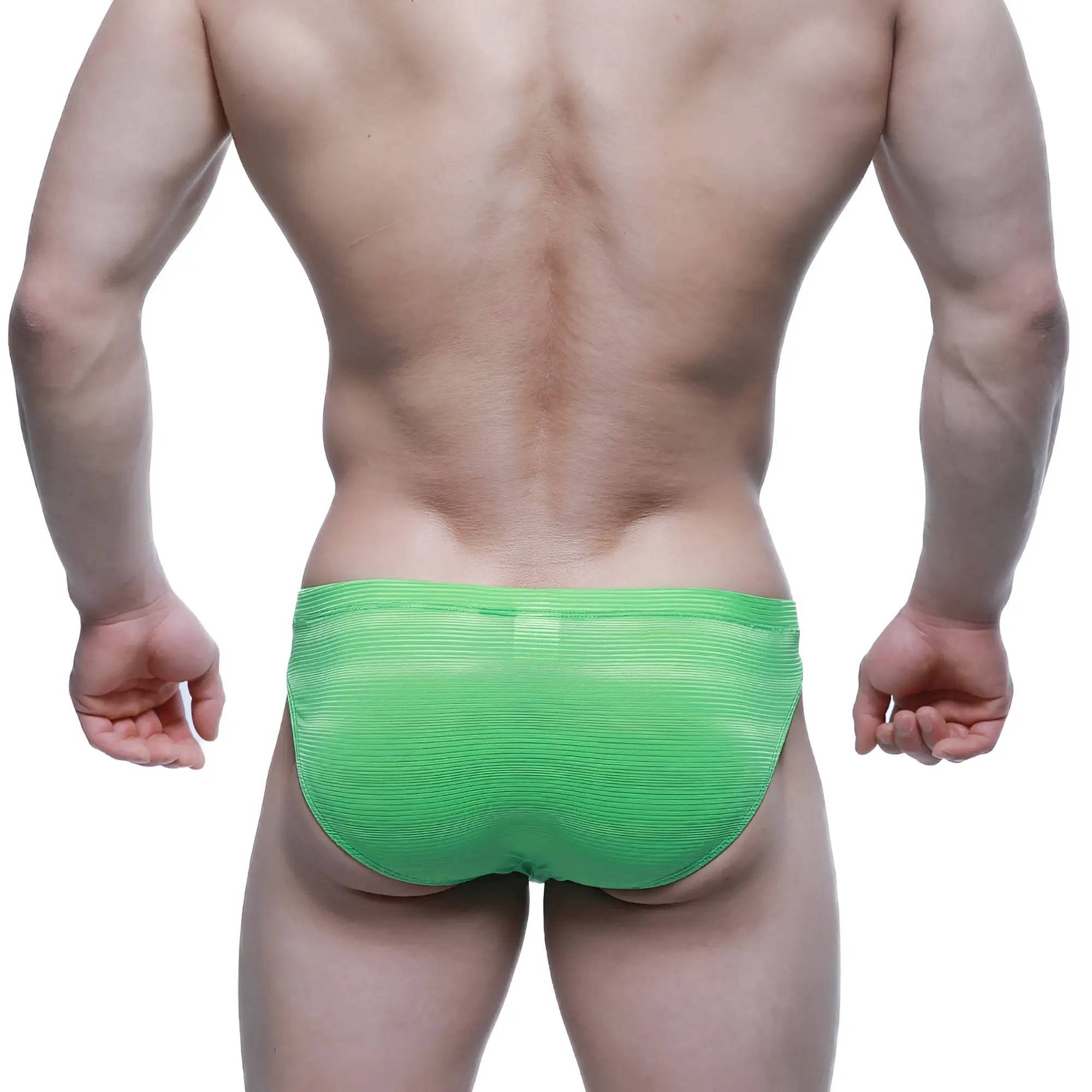 Bright green sheer mesh briefs with ribbed texture from MetroMaleWear sprout bikini 5103-M27