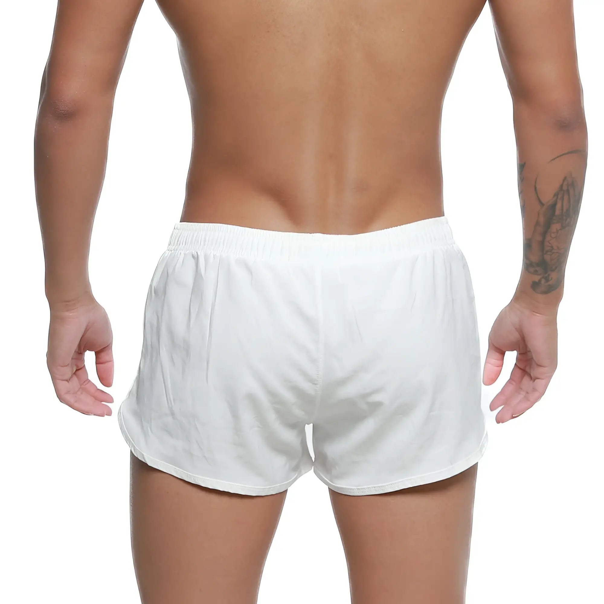 MetroMaleWear summer swim shorts white with elastic waistband and relaxed fit ideal for athletic use
