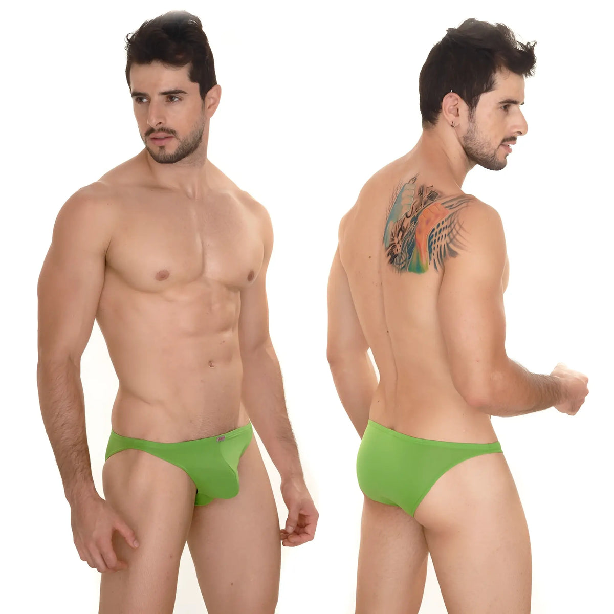 MetroMalewear sunbathing bikini green 2004-17 bright green form-fitting briefs for comfortable sunbathing