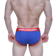 Blue and red metroMaleWear Superman brief 6125-18 with snug fit design for comfortable everyday wear