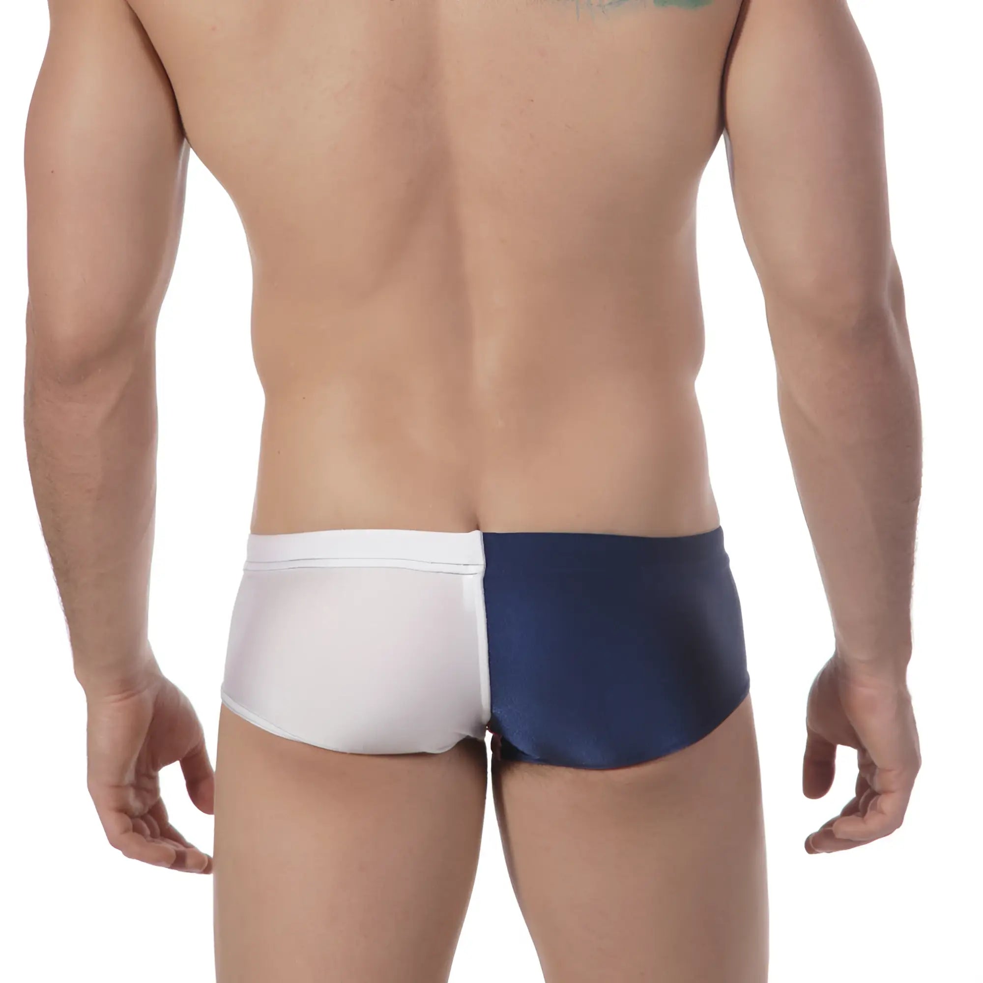 MetroMaleWear surf swim boxer white 4908-00 in white and navy blue two-tone design for beach and pool use