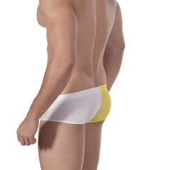 Metro male wear surf swim boxer yellow 4908-15 white and yellow two-tone sleek form-fitting swim trunks
