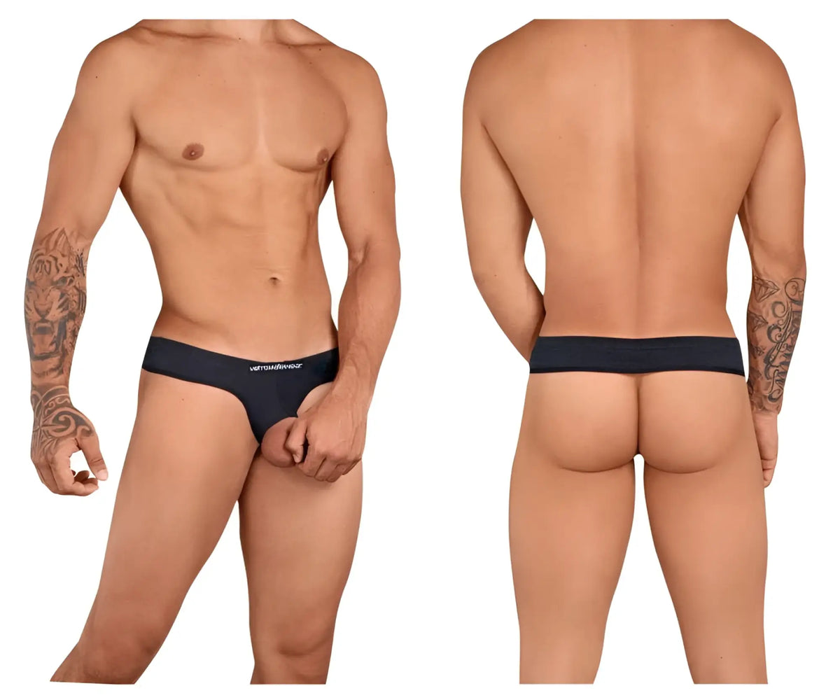 Black briefs with a subtle white logo on the waistband from metromalewear suspensory black 0003-20